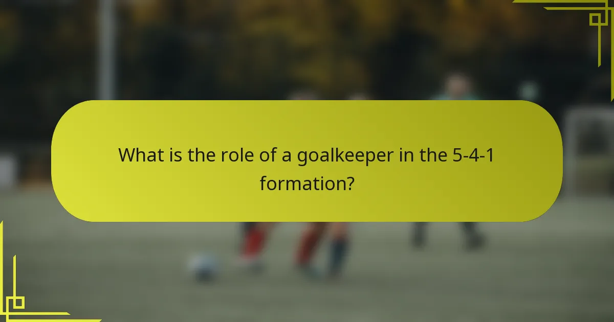 What is the role of a goalkeeper in the 5-4-1 formation?